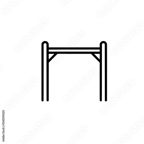  Minimalist Pull-Up Bar: A sleek, line art depiction of a pull-up bar, a symbol of fitness and strength training, rendered in simple yet elegant black lines.