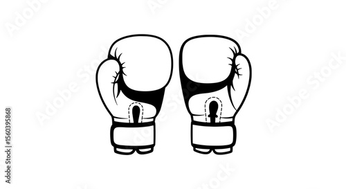 Boxing Gloves Duel: A graphic illustration of boxing gloves, a symbol of combat and competitive sports, positioned in a visually striking, eye-catching, artistic juxtaposition.