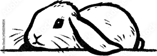 Charming sketch of a plush rabbit with floppy ears for creative designs