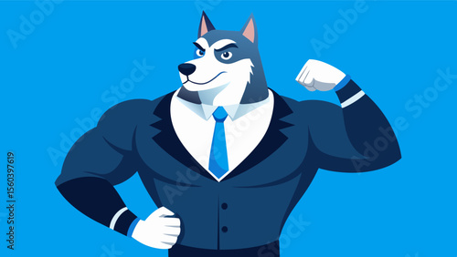 A husky man in a suit proudly showing off his bigger frame and owning his unique body type.. Vector illustration