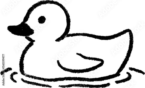 Charming sketch of a rubber duck with tilted head for playful design projects