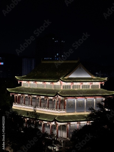night view of chinese temple