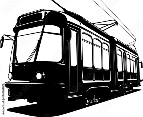  Tram Silhouette Vector | City Transport Illustration – AI-Generated