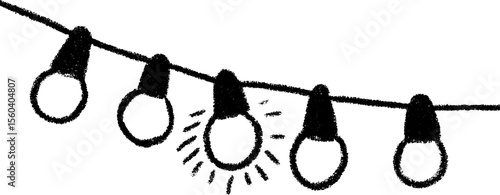 Hand drawn sketch of string lights draped over railing for festive decor