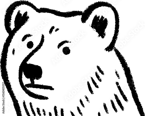 Charming sketch of a stuffed bear with a slightly bent ear for children's design