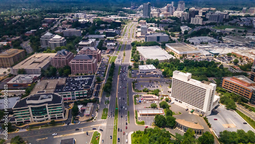 Tableau sur toile Modern City Life in Tysons Virginia Busy streets, office complexes, and suburban sprawl