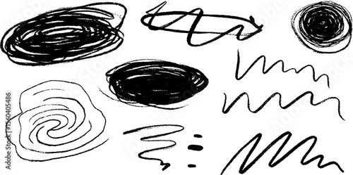 Creative sketch of swirl loops and scribble whips in black and white design