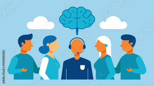 A group of support hotline volunteers coming together for a training session emphasizing the dedication and empathy of those who work in these services and their commitment to. Vector illustration