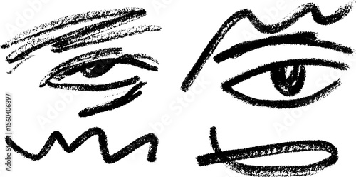 Expressive eyelid movement and blank stare sketch for artistic design