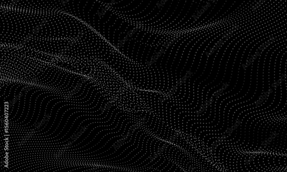Abstract white mesh particles wave curve overlap technology network digital on black background texture vector Abstract white mesh particles wave curve overlap technology network digital on black background texture vector