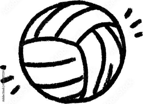 Hand-drawn volleyball sketch with texture and scuff marks for sports design