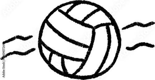 Hand drawn sketch of volleyball with subtle scuffed detail for sports design
