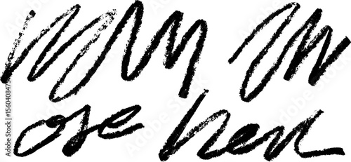 Expressive sketch featuring words wow, hey, love, and ok with textured brushstrokes