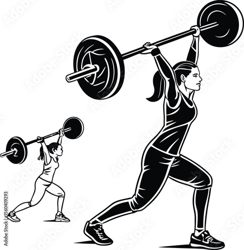 Women Weightlifting Silhouette Vector Illustration