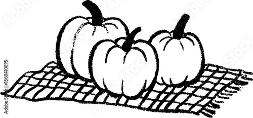 Pumpkin arrangement sketch on draped cloth table – perfect for fall decor