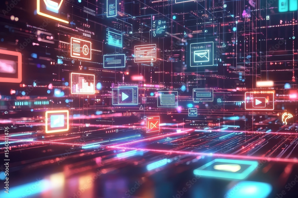 Fototapeta premium Data-Driven Marketing Visualized Through Interactive Digital Elements