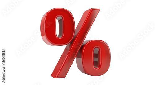 Glossy Red Percentage Symbol Isolated On Black Background Representing Discounts Sales and Offers Isolated Transparent Background