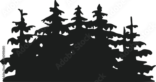 Evergreen Tree Silhouette Forest – Stylized Pine Woodland Vector Illustration