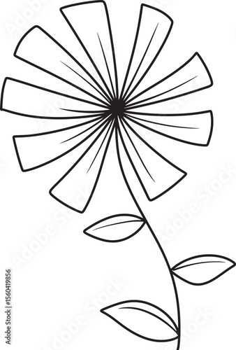 Single line art vector flower illustration, outline set of blooming flowers