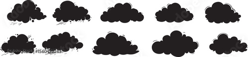 Ten Unique Cloud Silhouettes Vector Graphics for Design Projects