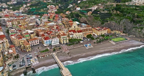 Aerial view of Minori resort village, Amalfi coast, Italy