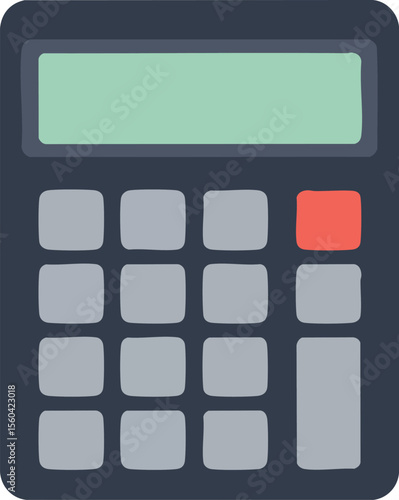 Calculator device with numeric keypad and display screen for business and education use vector illustration