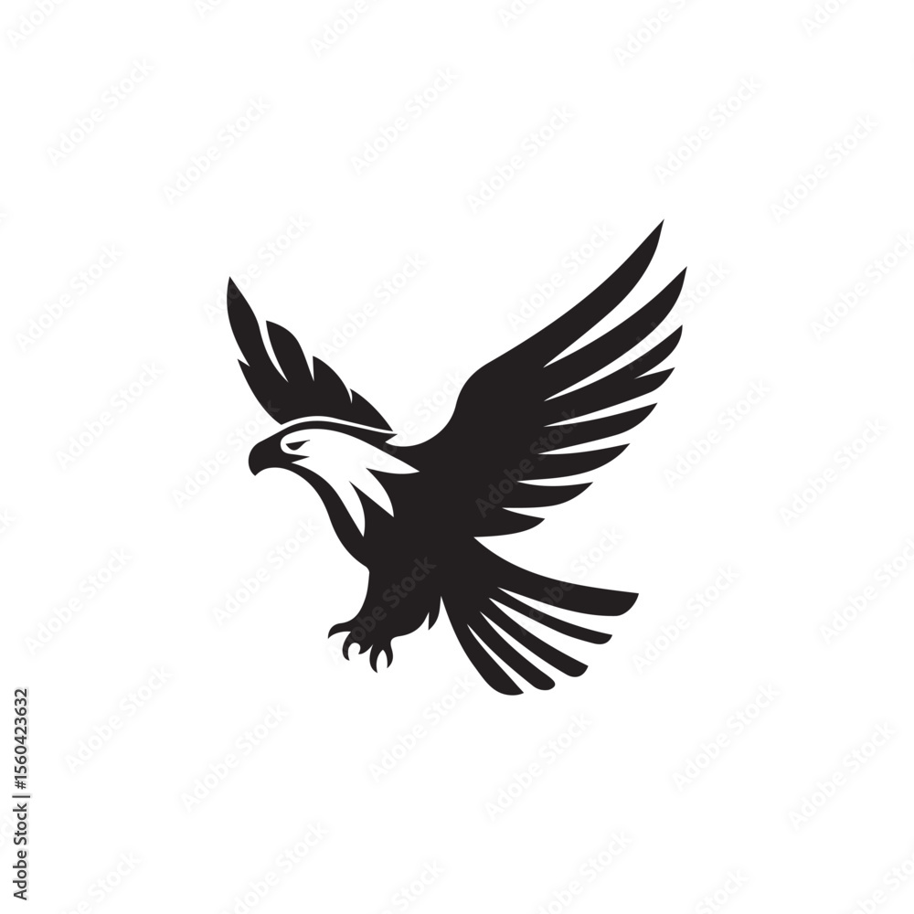 Fototapeta premium Bird vector silhouette, black color isolated on white background. Vector illustration