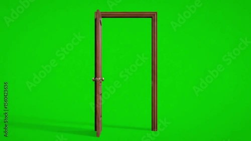 Open Wooden Doorway on Green Screen  Perfect for Visual Effects and Compositing