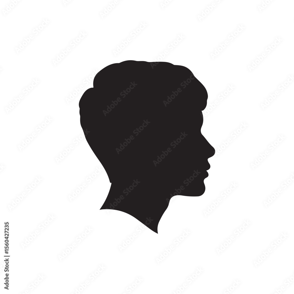 Head side view vector sihouette isolated on white background Head side view vector sihouette isolated on white background