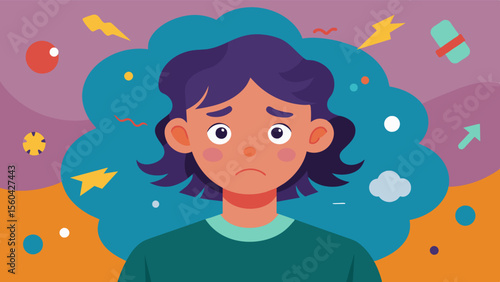 A teenager struggling with depression and low selfworth after being constantly bombarded with unrealistic and unattainable standards of beauty intelligence and popularity.. Vector illustration