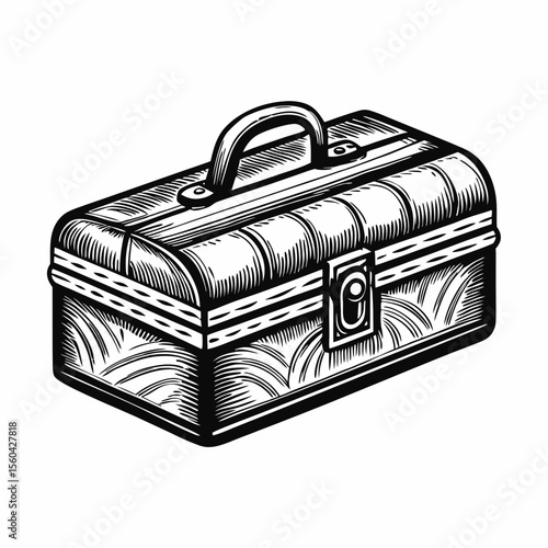 Vintage Toolbox with Decorative Design for DIY Blogs, Crafting Websites, Tool Storage Articles, Home Improvement Projects, and Artistic Content  
