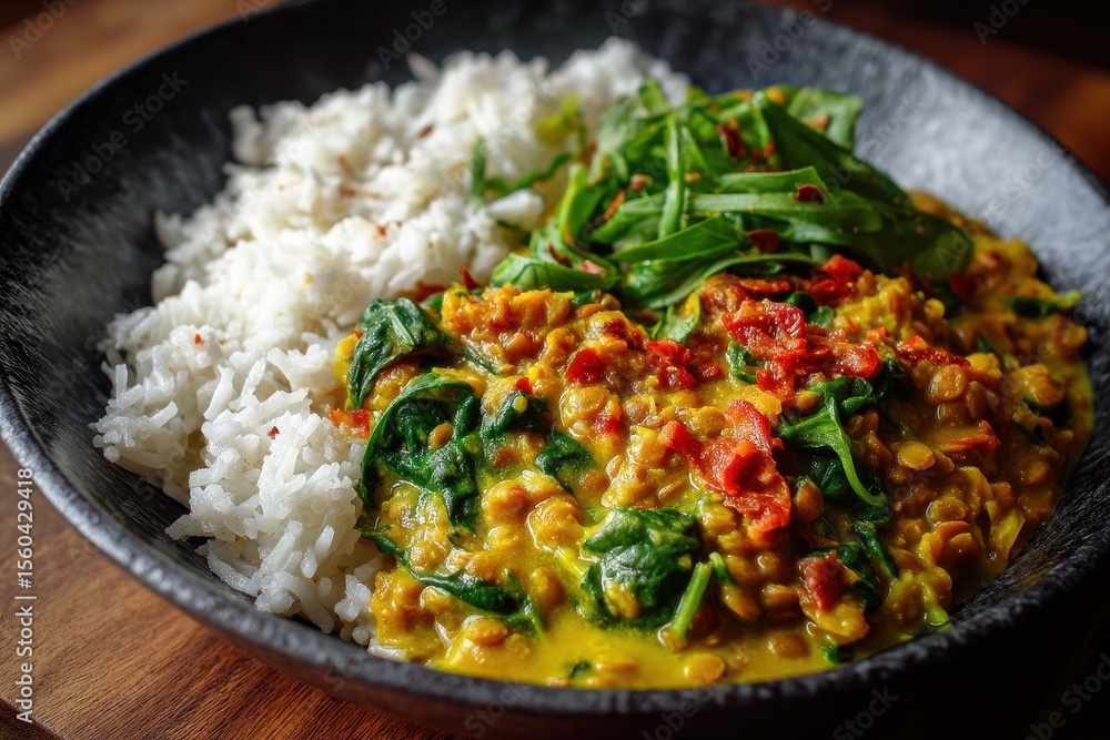 Linsen Dal mit Spinat Curry Reis vegetarisches Gericht indisch inspiriert veganes Linsengericht cremiges Curry mit Reis Gewürzgericht Hausmannskost Comfort Food Foodfotografie Ayurveda Küche Linsen Dal mit Spinat Curry Reis vegetarisches Gericht indisch inspiriert veganes Linsengericht cremiges Curry mit Reis Gewürzgericht Hausmannskost Comfort Food Foodfotografie Ayurveda Küche