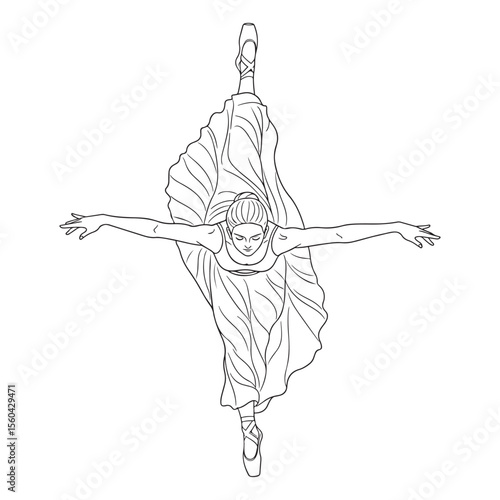 Ballerina in elegant pose graceful dance art