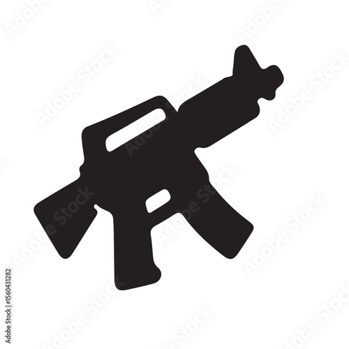 Black silhouette illustration of a hand holding a handgun, an isolated vector weapon symbol