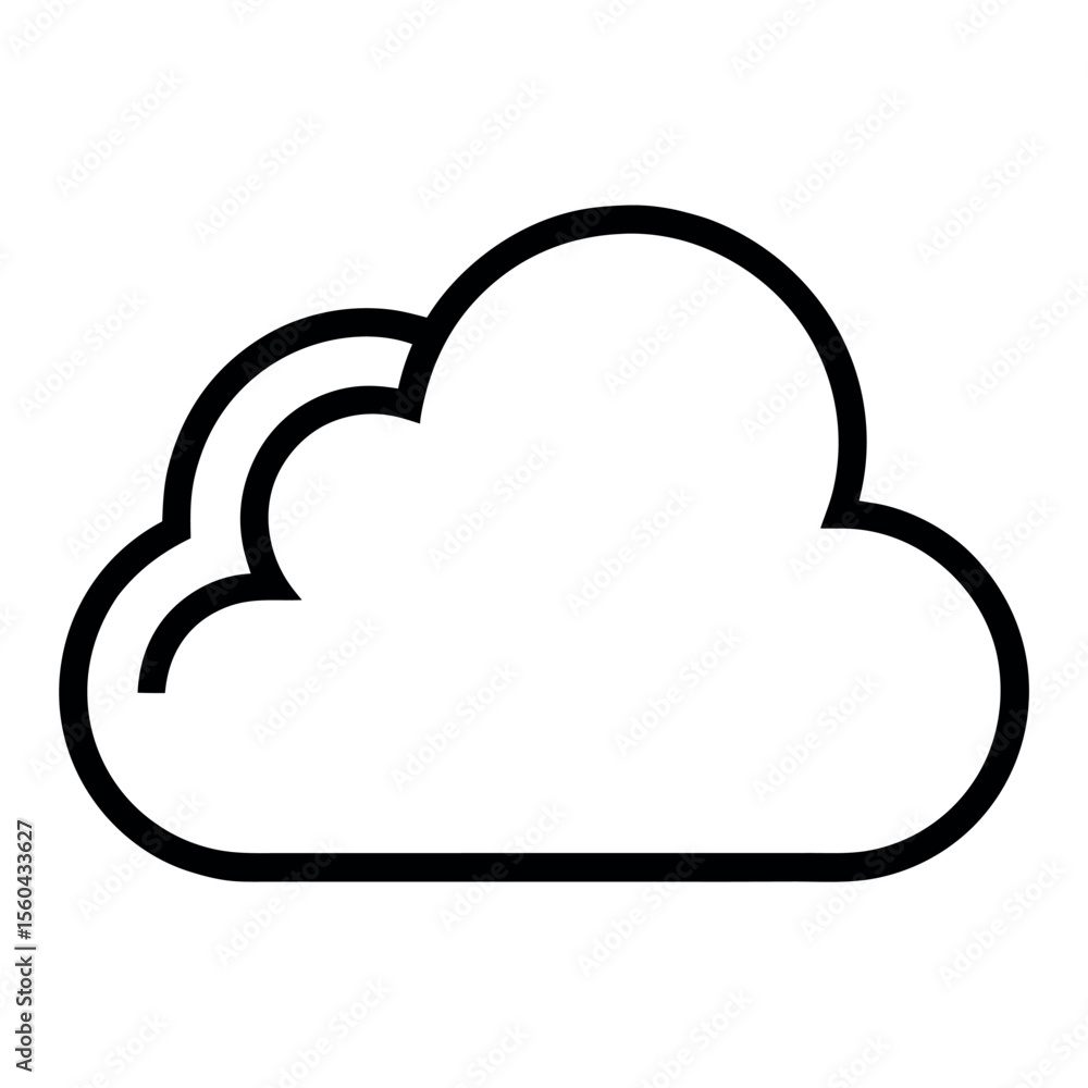 Minimalist Line Art of a Cloud Shape with Black Stroke on White Minimalist Line Art of a Cloud Shape with Black Stroke on White