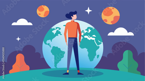 A person confidently facing the world knowing their worth and capable of achieving their goals.. Vector illustration