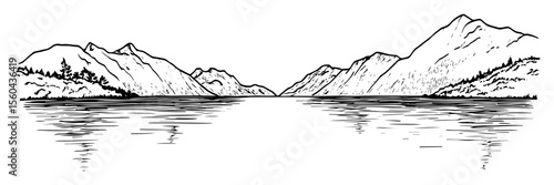 mountain lake landscape vector illustration