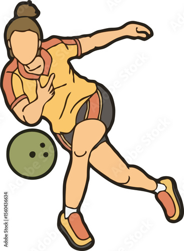 women playing bowling