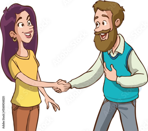 man and woman shakking hand 