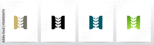 Sprout Plant In The Middle Of Letter Initial Logo Design H
