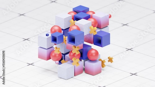 Abstract 3D Grid Cube Loop Animation