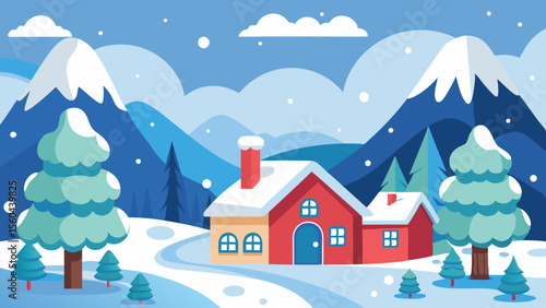 winter landscape with house
