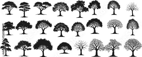 Stylized Minimalist Tree Silhouettes