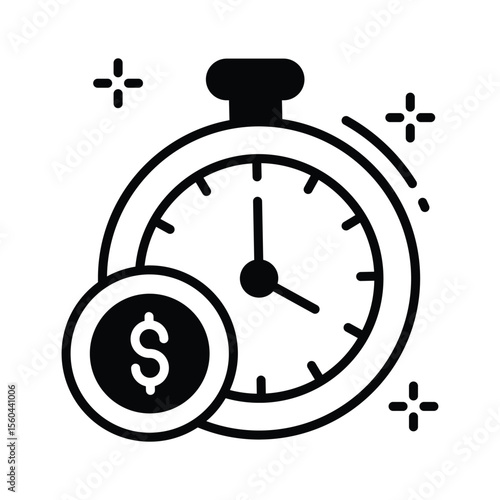Visually appealing glyph icon of time is money