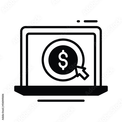 Premium glyph icon of ppc ad click money