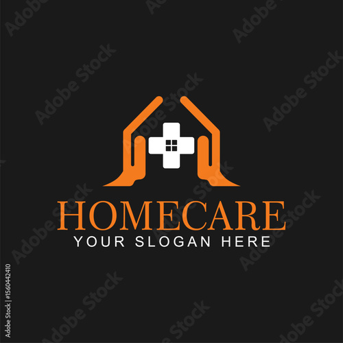 home care medical health clinic colourful logo template vector design illustration hand, home icon symbol on background