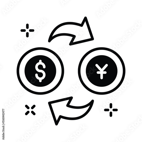 Trendy glyph icon of quick exchange money transfer