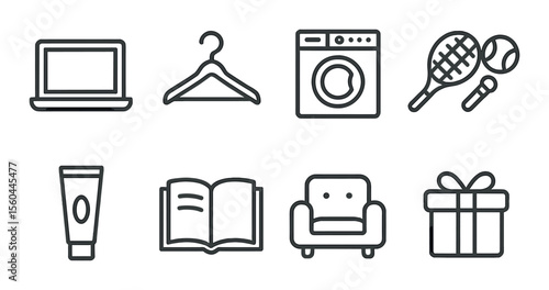 E-commerce line icons set – simple, online shopping and digital commerce symbols