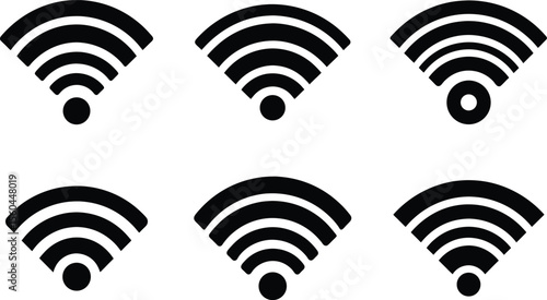 A wireless network Wi-Fi icon vector symbol illustration for internet communication and technology design, often seen as a button or logo indicating signal connection or hotspot