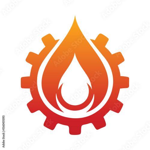 Fiery drop within a cogwheel gear liquid